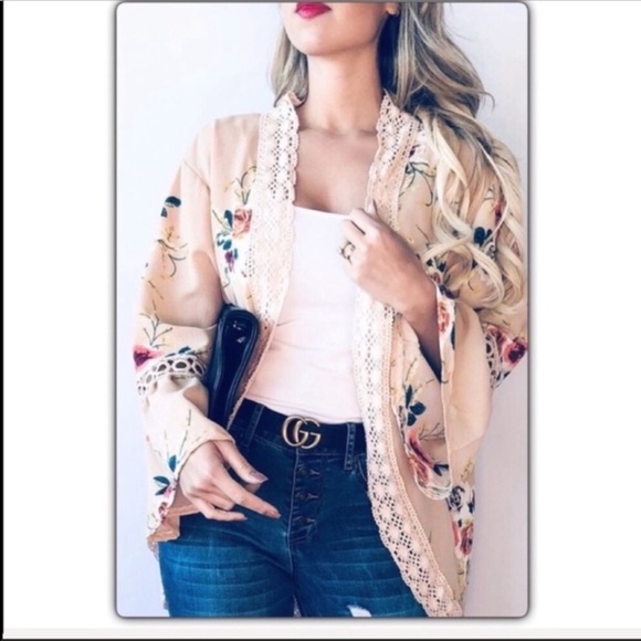 Taupe Bell Sleeve Kimono - Picture 2 of 7